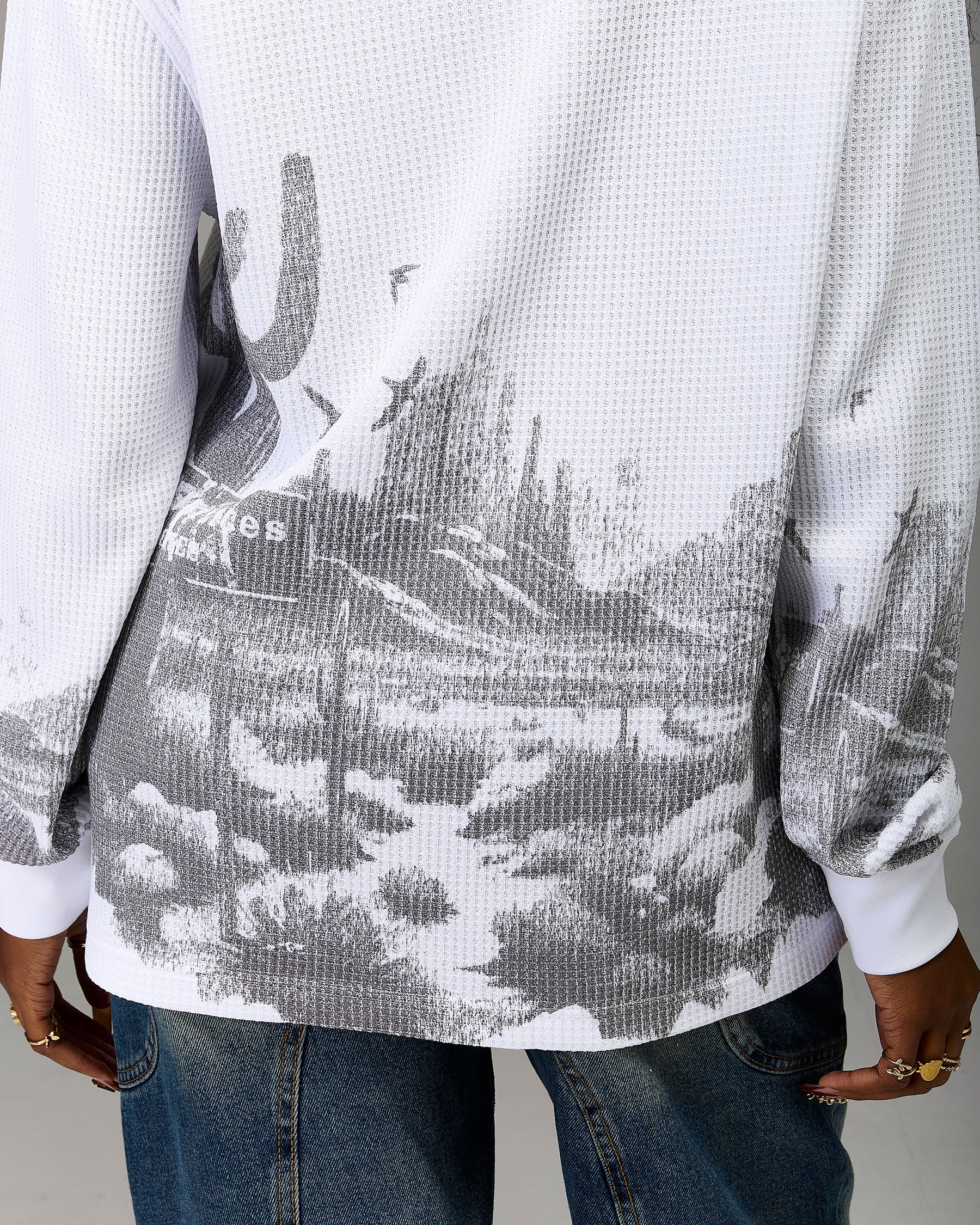 The Winner's Circle Oversized Long Sleeve T-Shirt - White/Grey