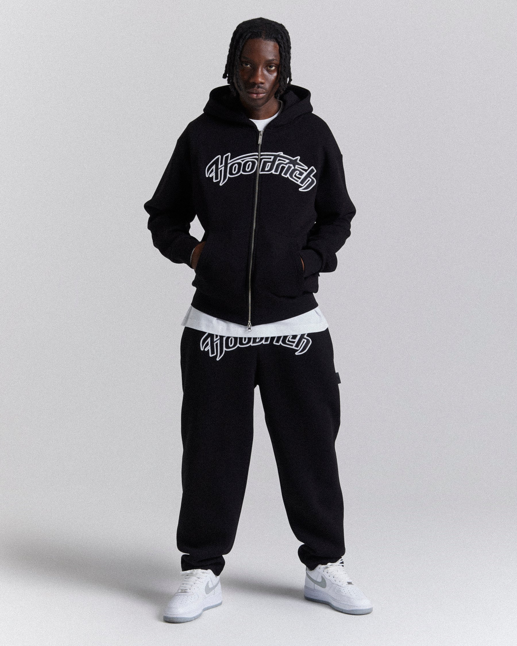 Galaxy Oversized Zip Hoodie - Black/White