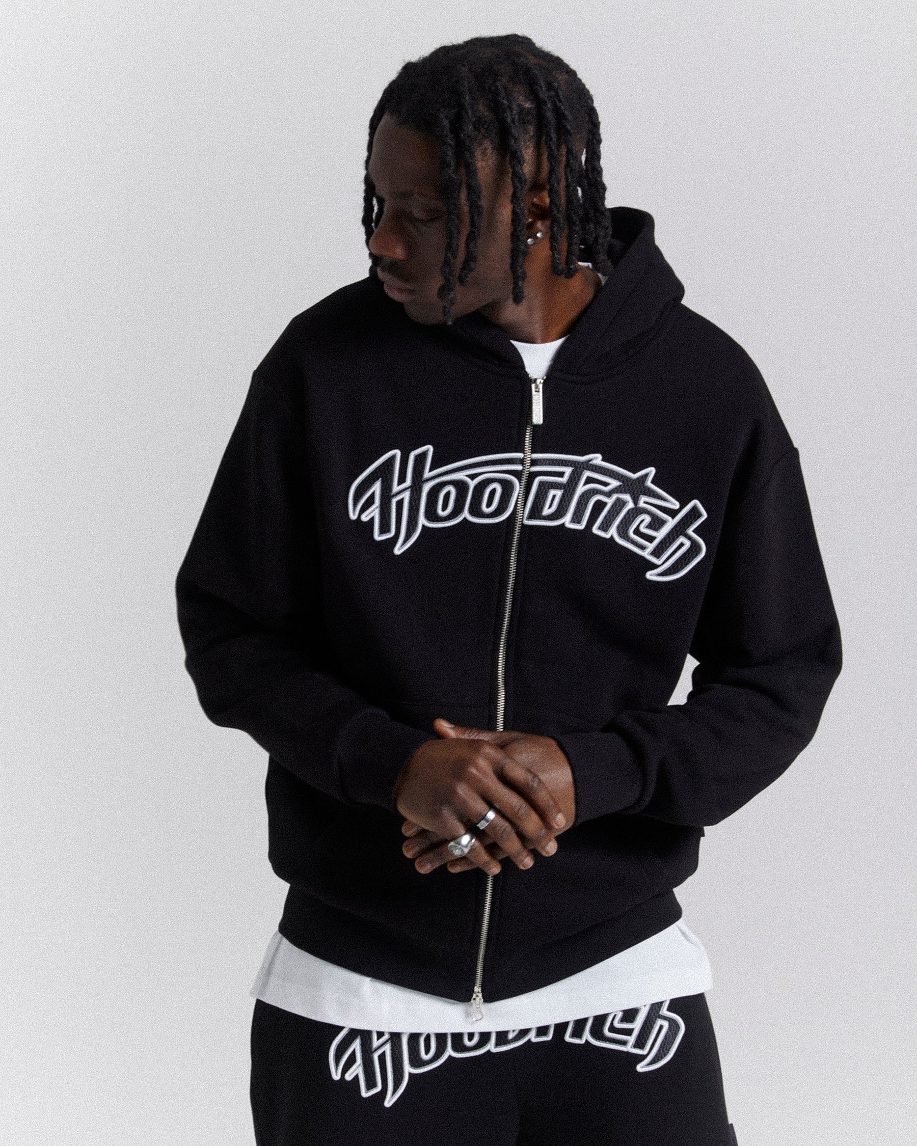 Galaxy Oversized Zip Hoodie - Black/White