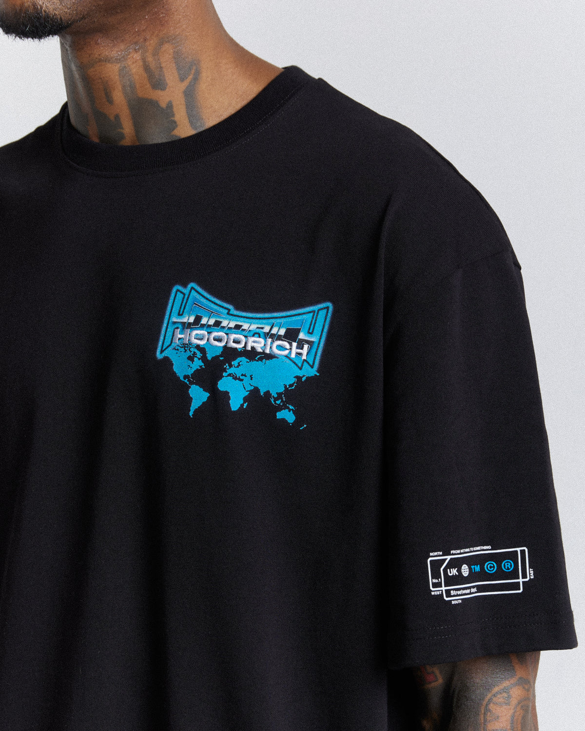 Worldwide Oversized T-Shirt - Black/White/Blue