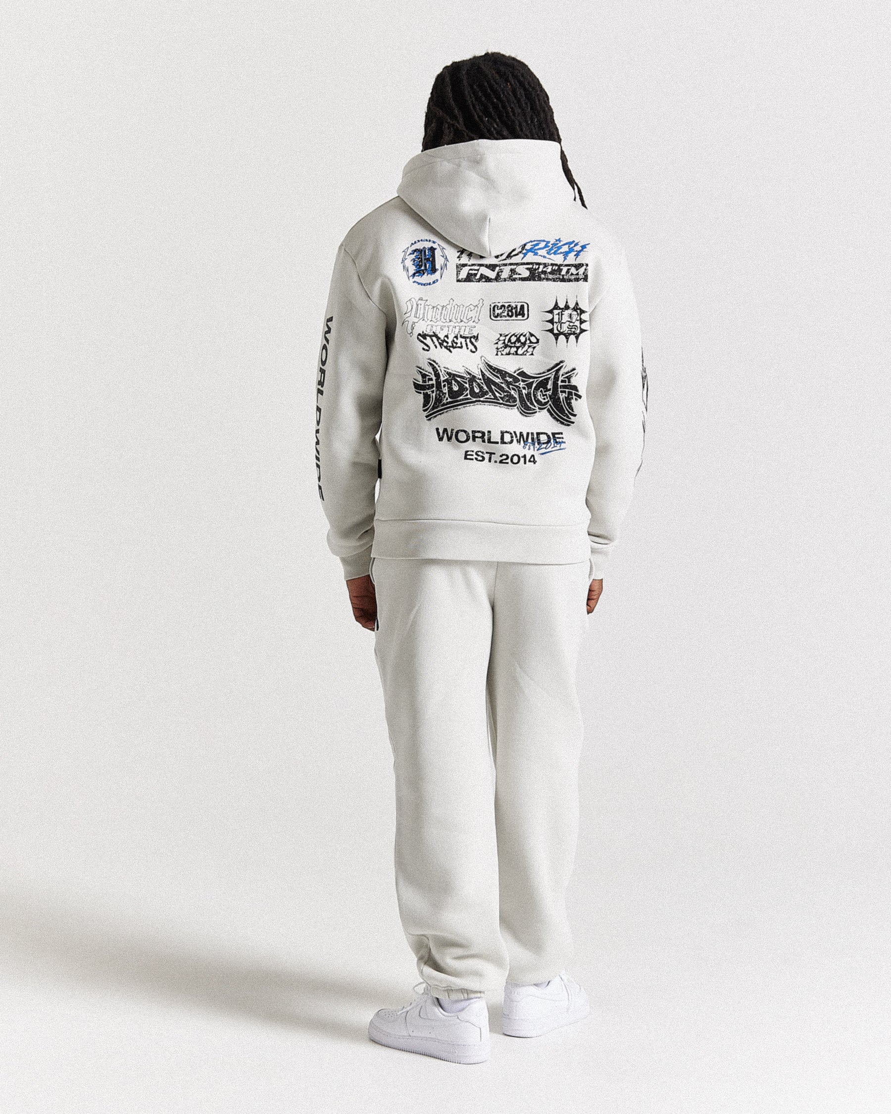 Vertigo Oversized Joggers - Off White/Black/Blue