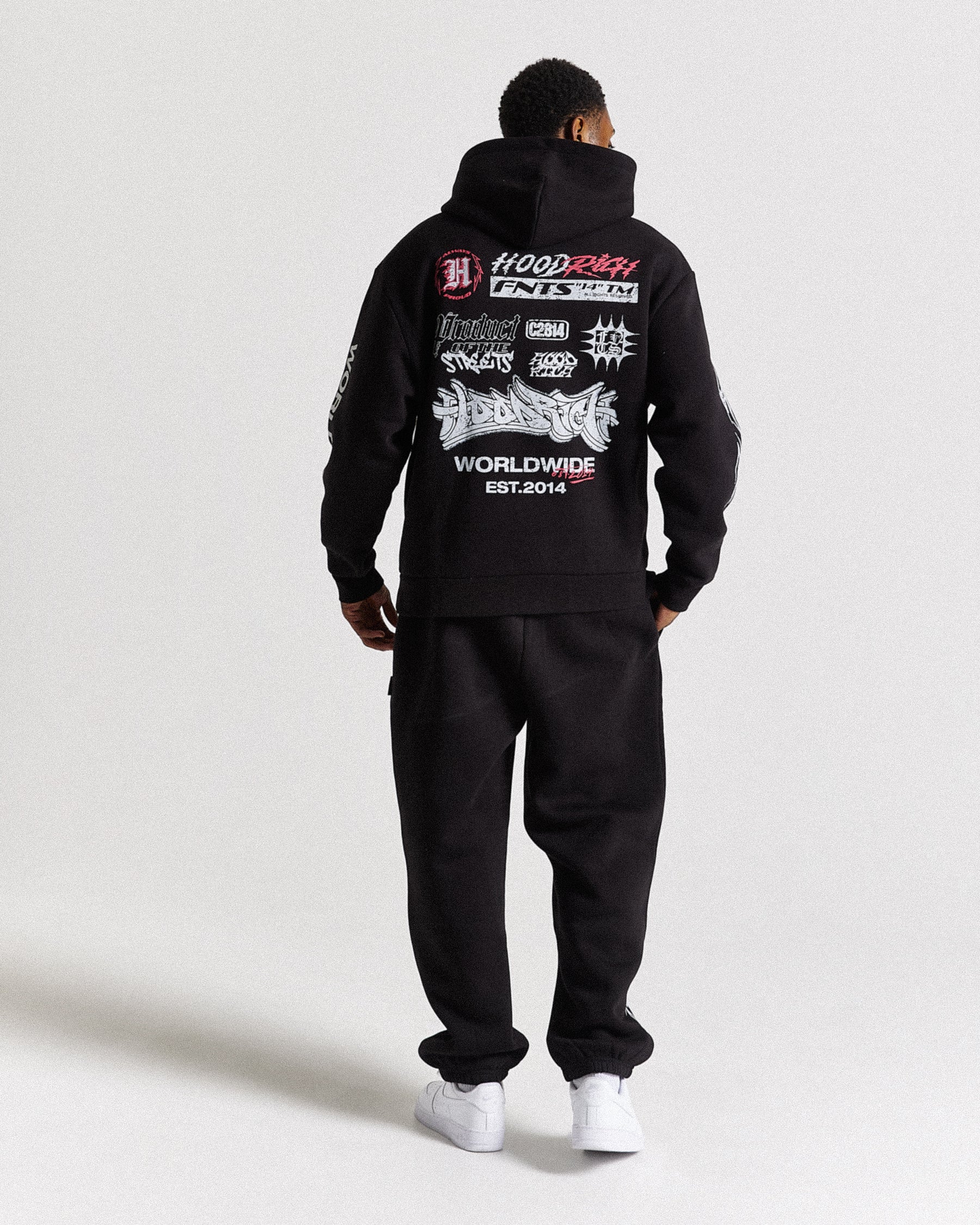 Vertigo Oversized Hoodie - Black/Grey/Pink