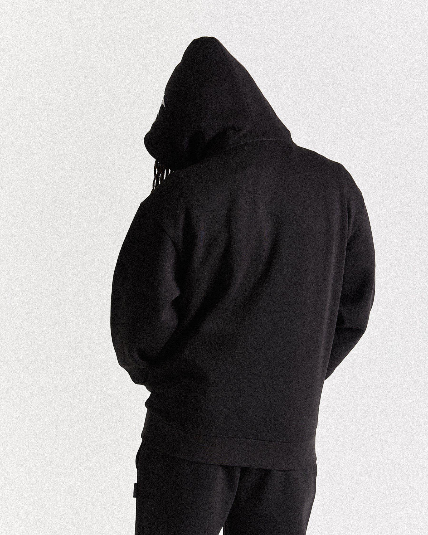 Triluxe Oversized Zip Through Hoodie - Black/White
