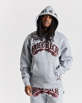 Dark Oversized Hoodie - Grey/Black/Red