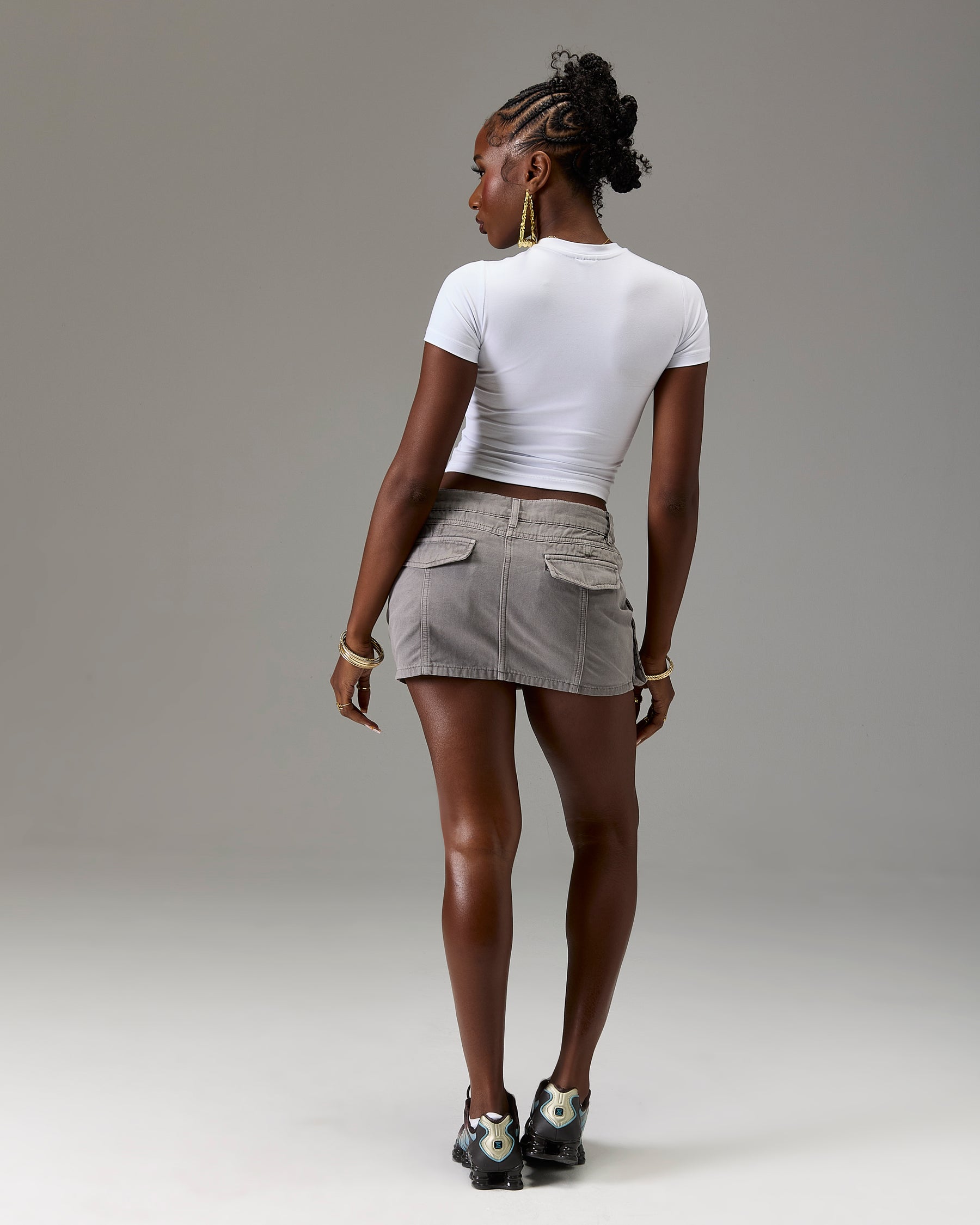 The Winners Circle Cargo Mini Skirt - Grey