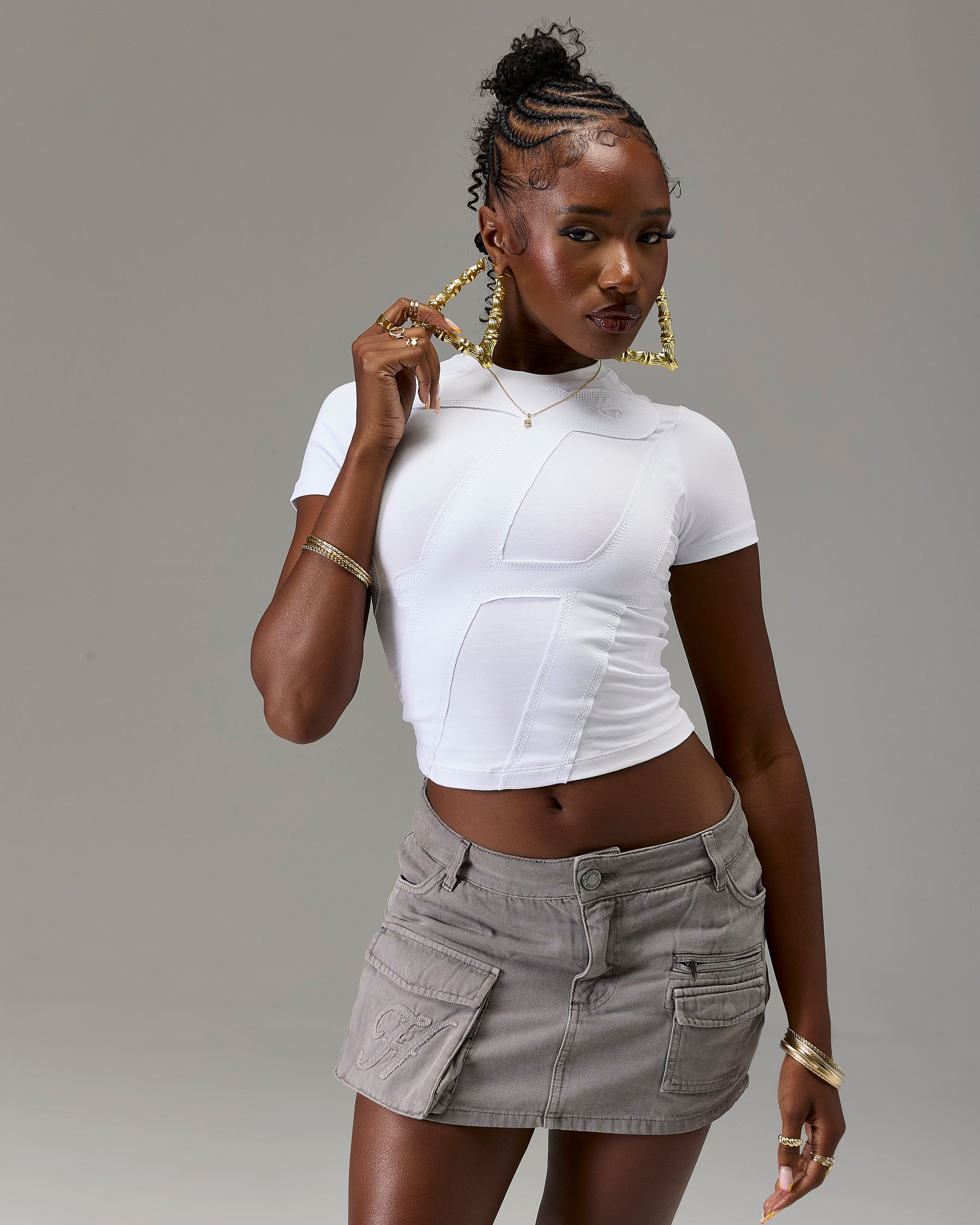 The Winners Circle Cargo Mini Skirt - Grey