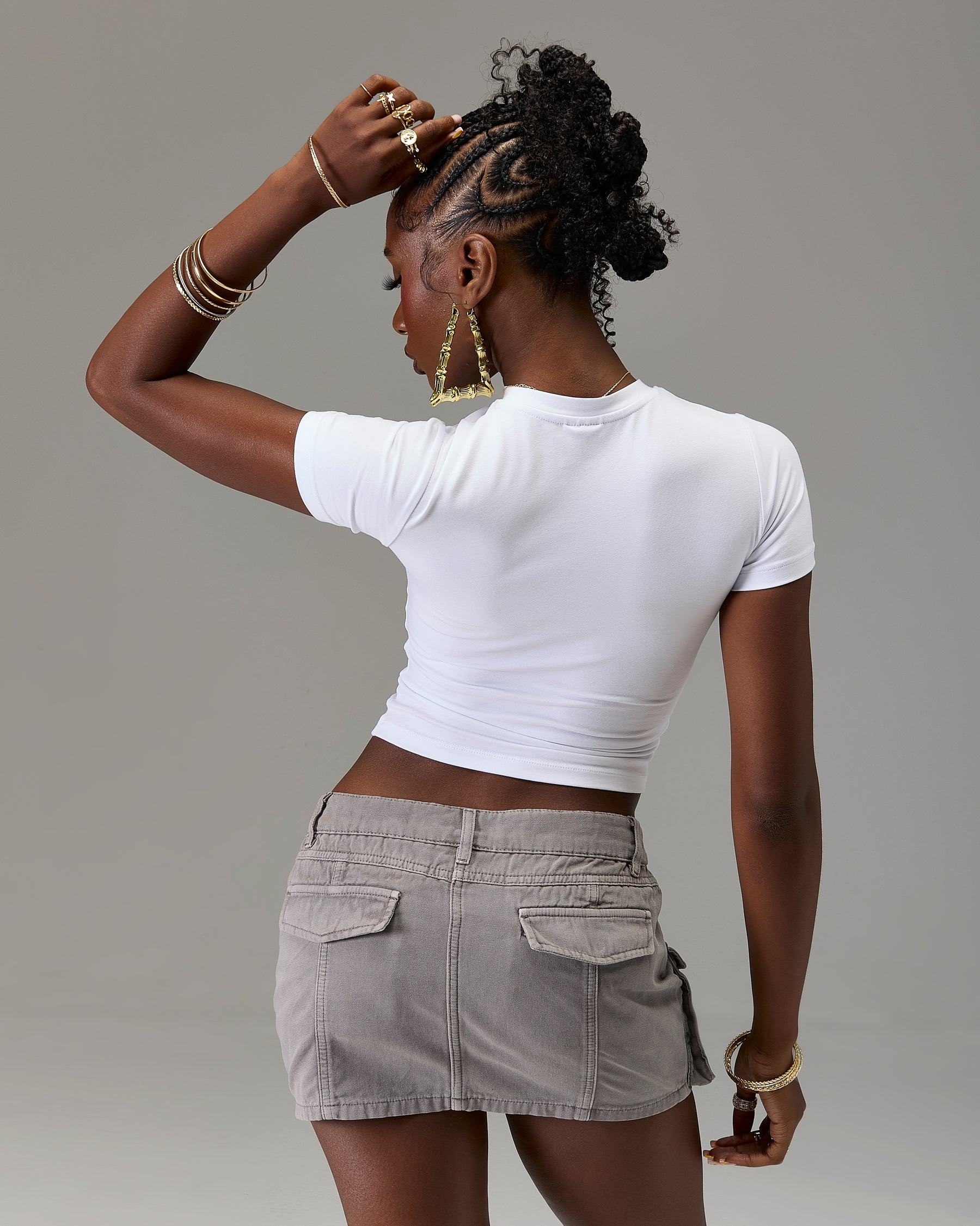 The Winners Circle Cargo Mini Skirt - Grey