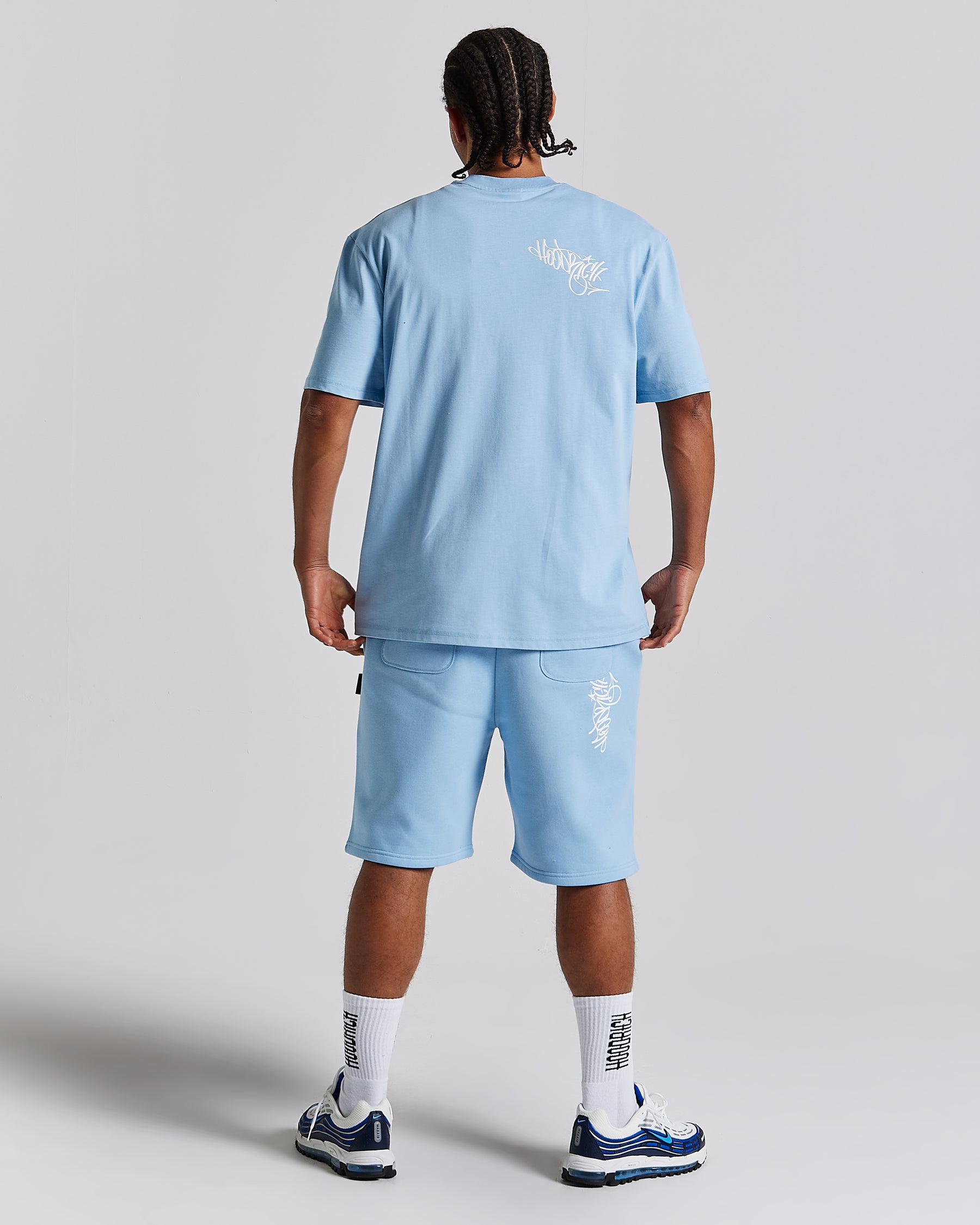 Tag Oversized Shorts - Blue/White