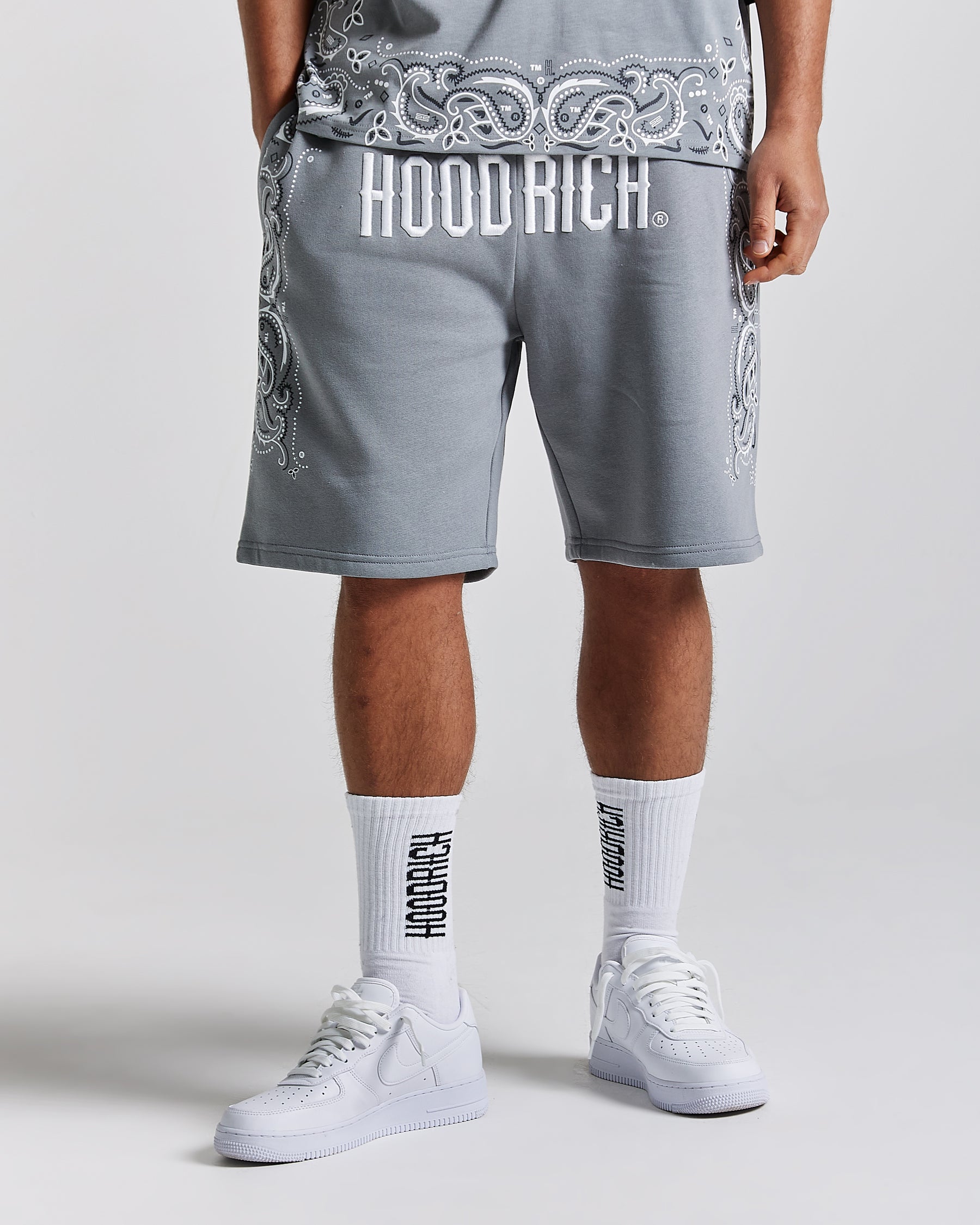 Motif Oversized Shorts - Grey/White