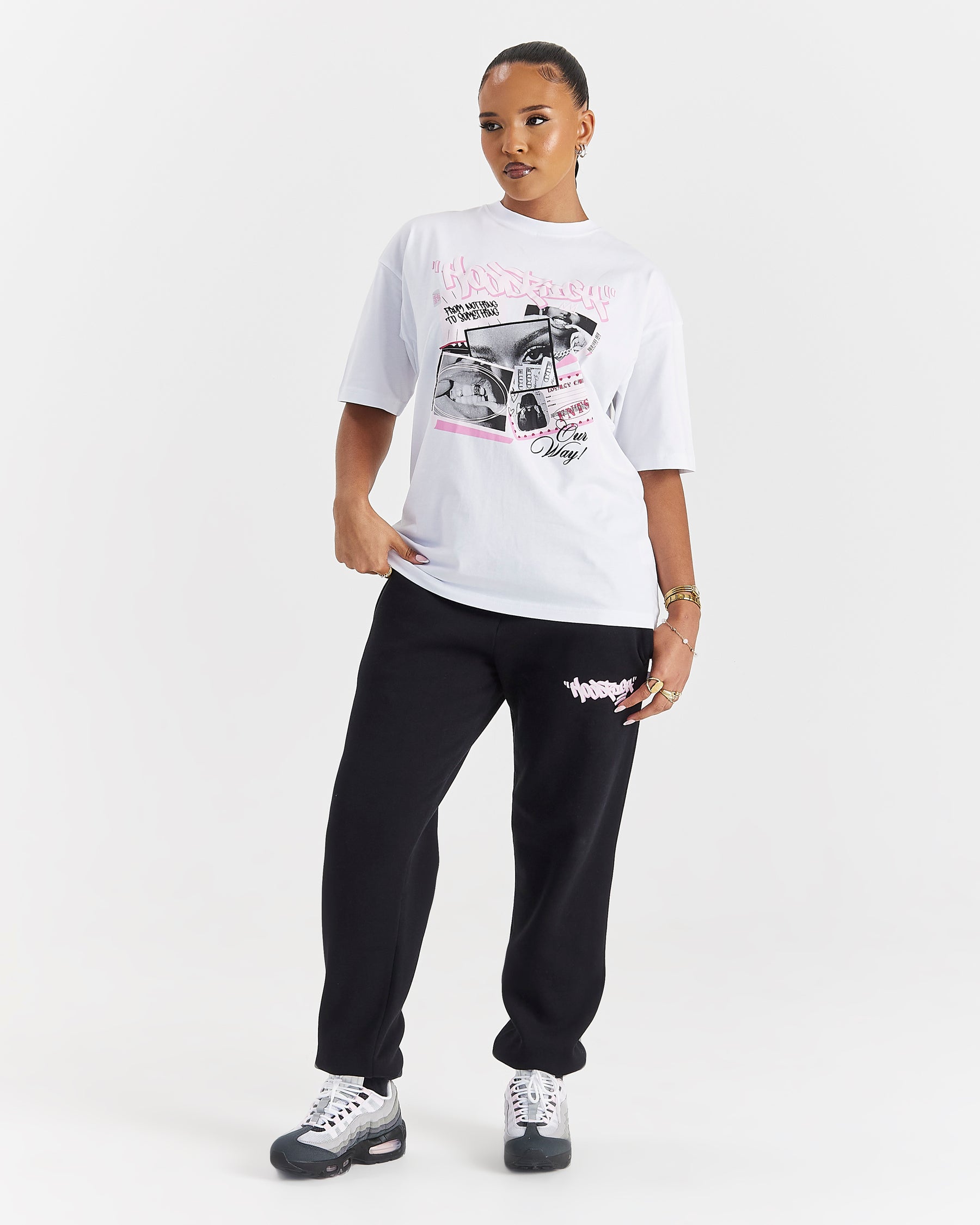 Fray Joggers - Black/Pink