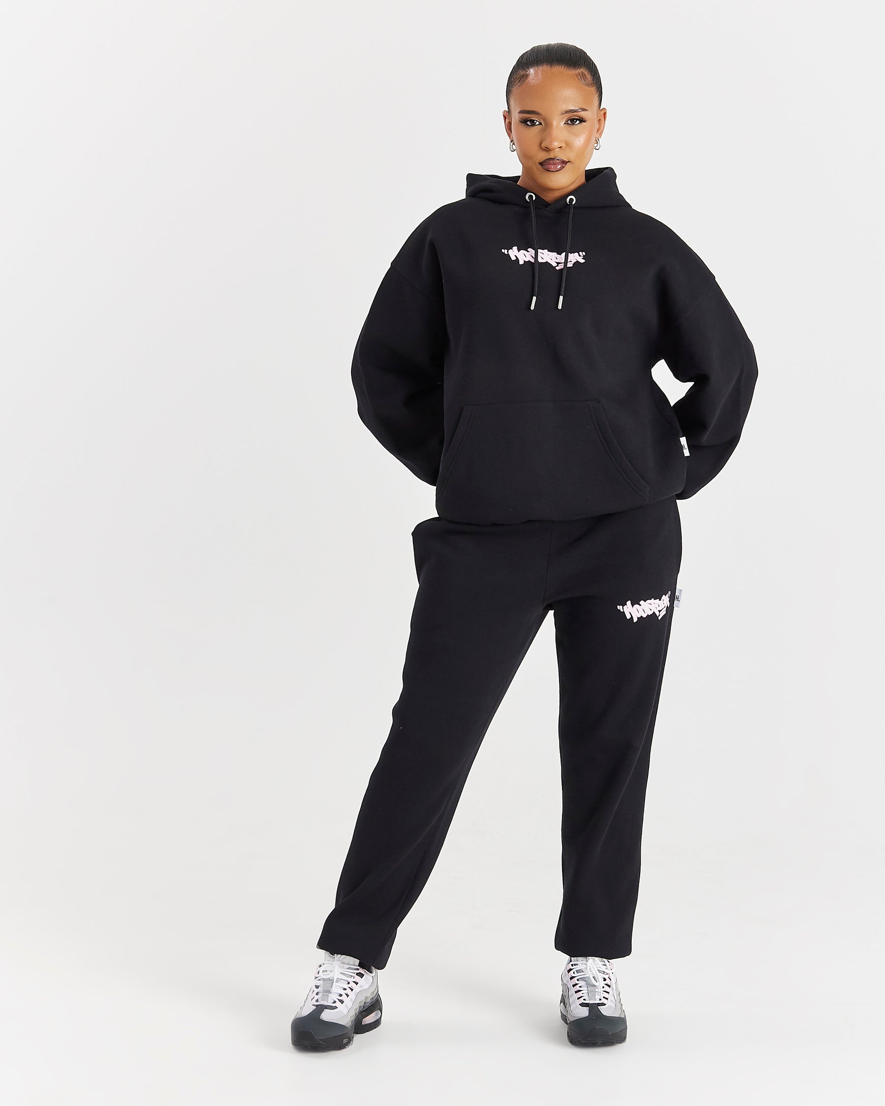 Fray Oversized Hoodie - Black/Pink