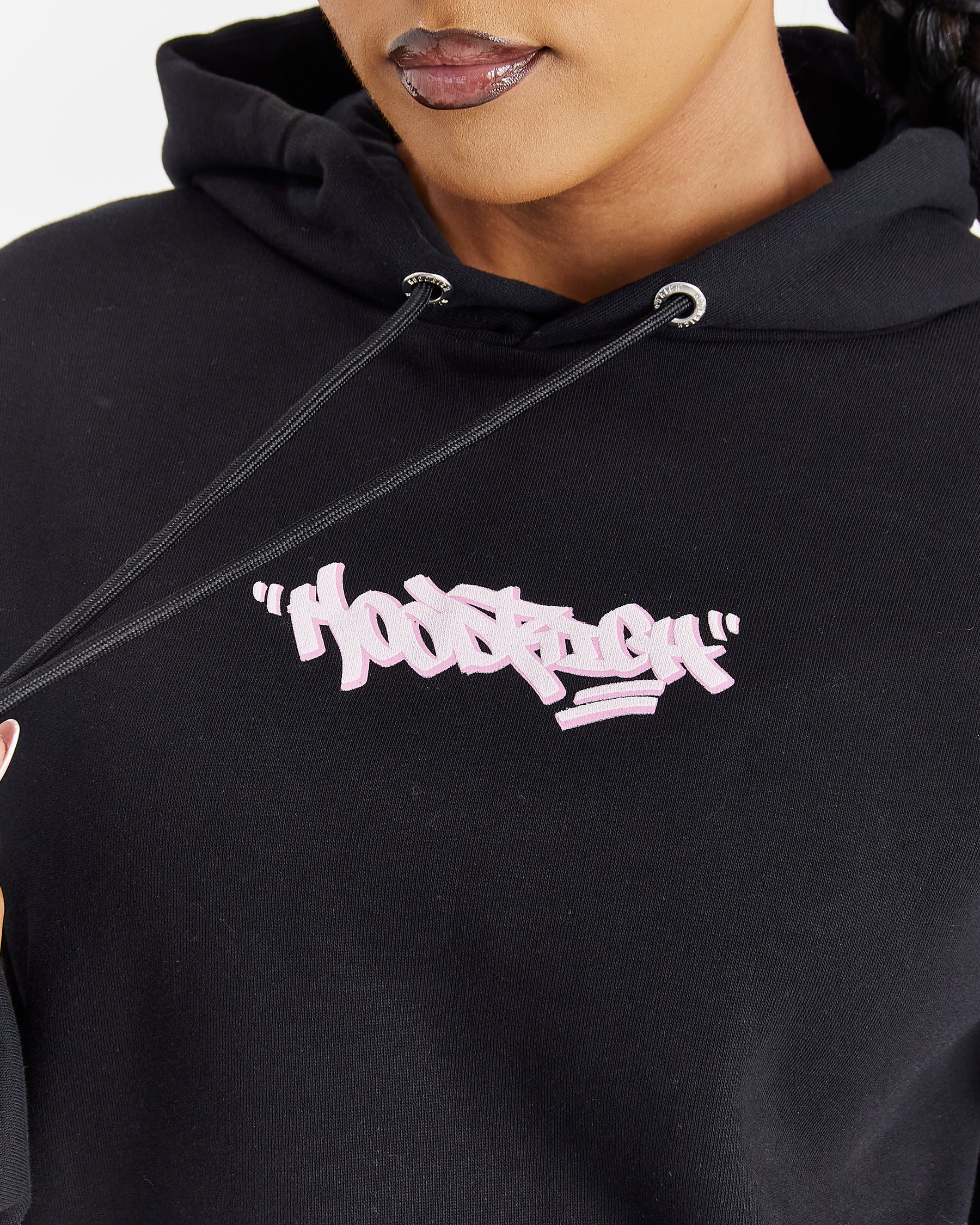Fray Oversized Hoodie - Black/Pink
