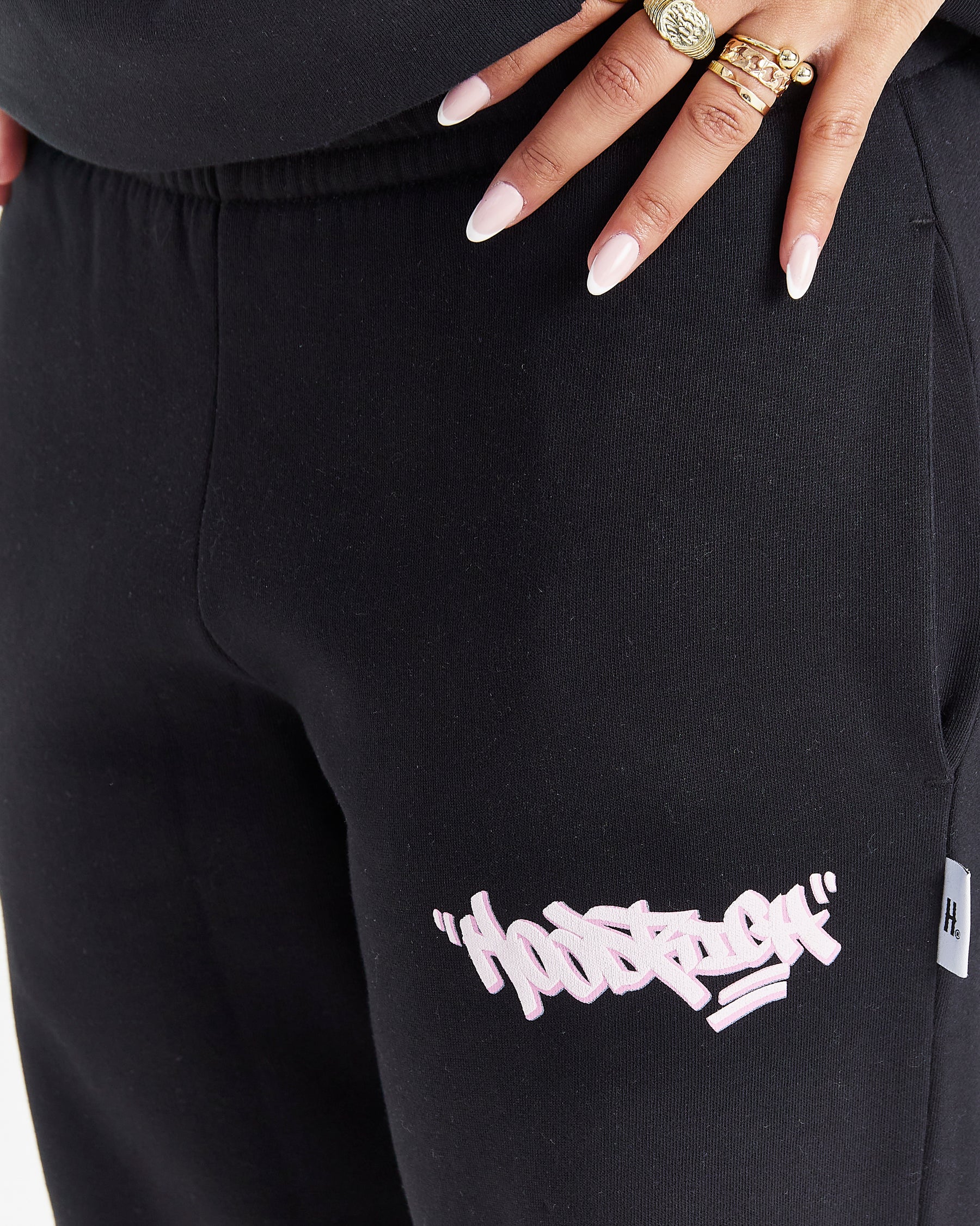 Fray Joggers - Black/Pink