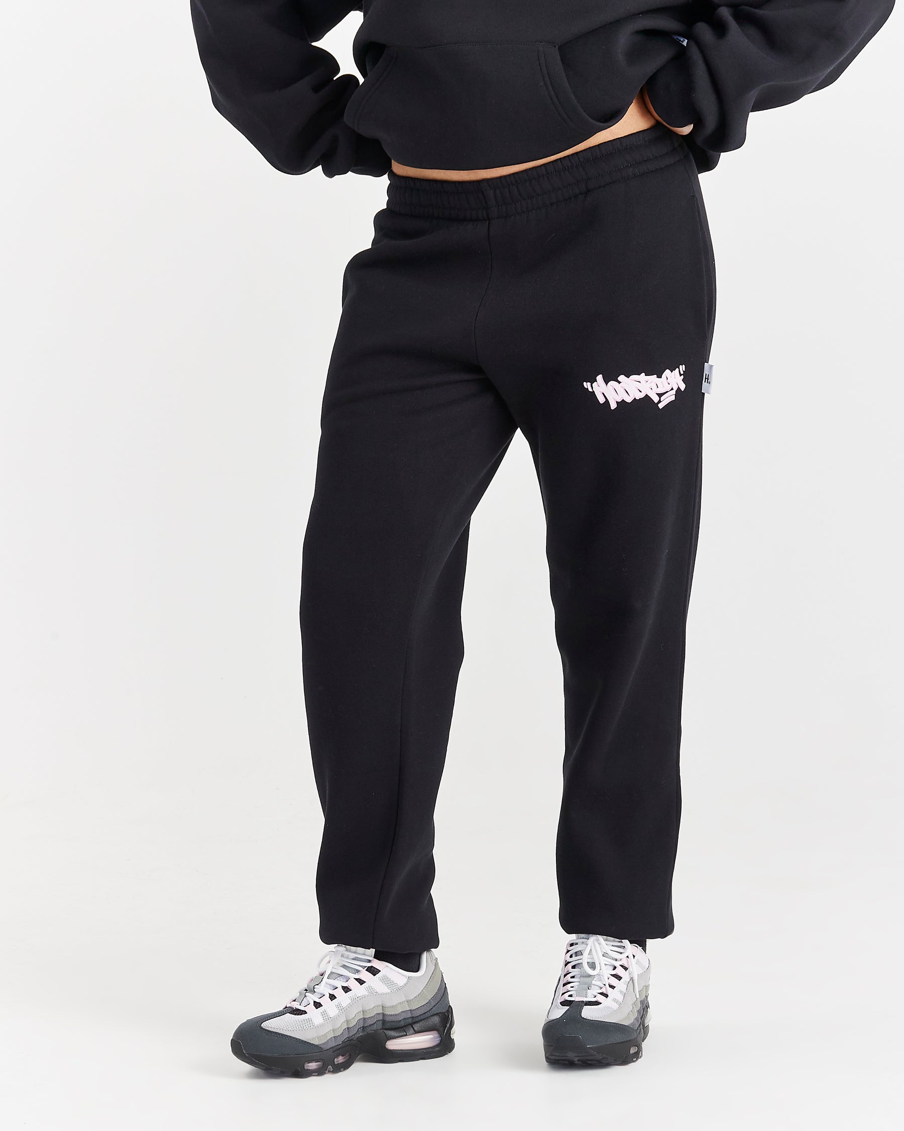 Fray Joggers - Black/Pink