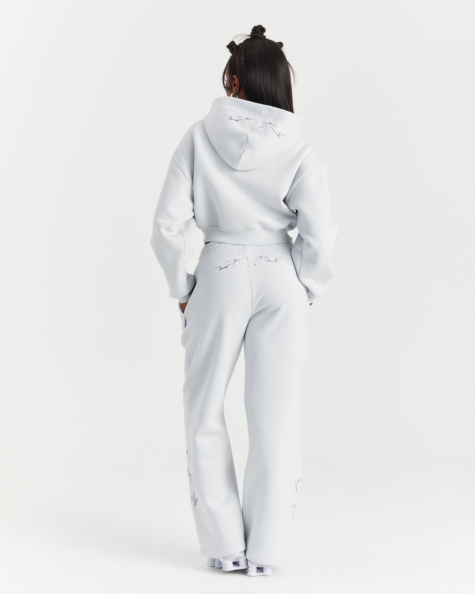 Spark Wide Leg Joggers - Off White/Silver