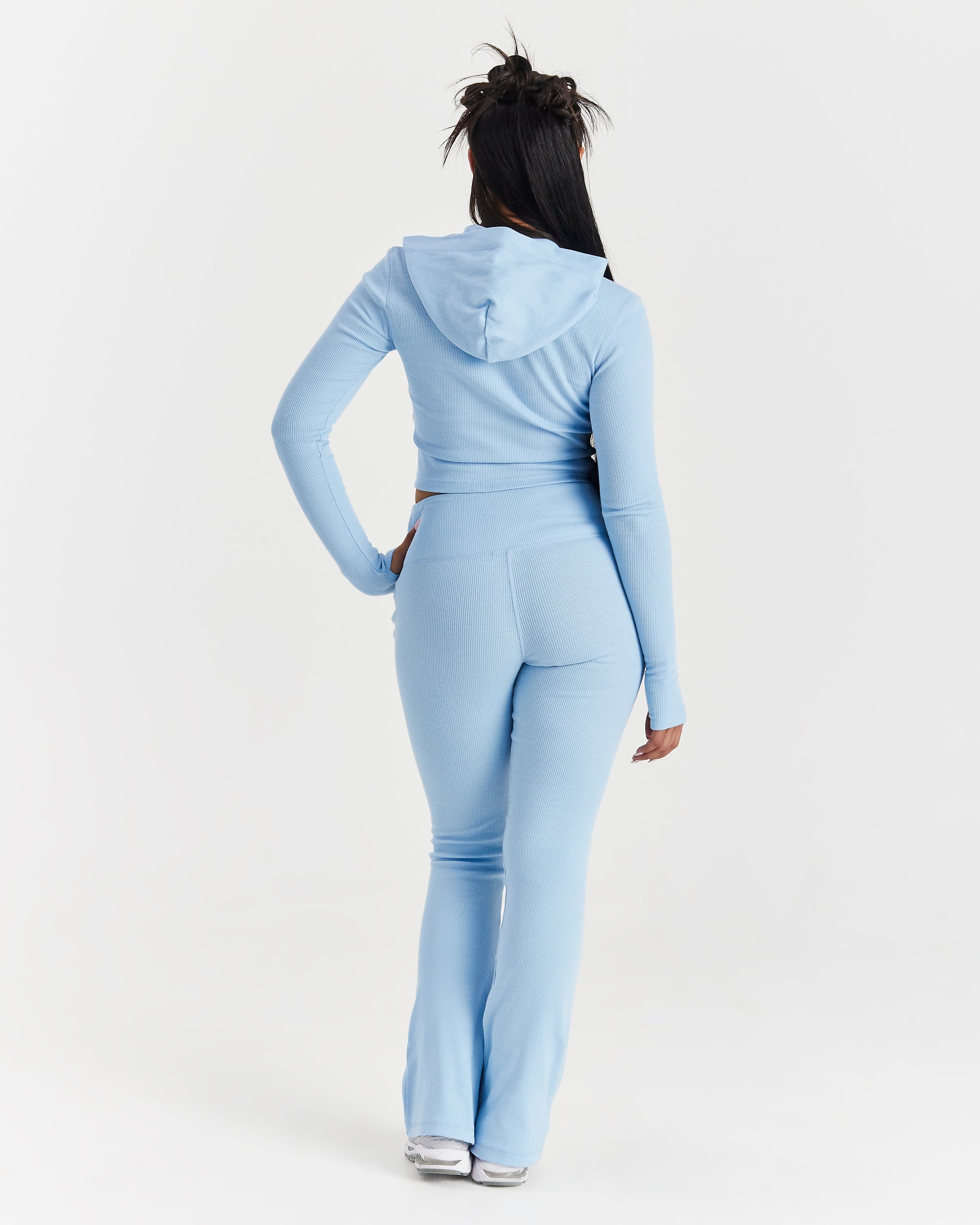 Selene Thick Waistband Flares - Blue/White