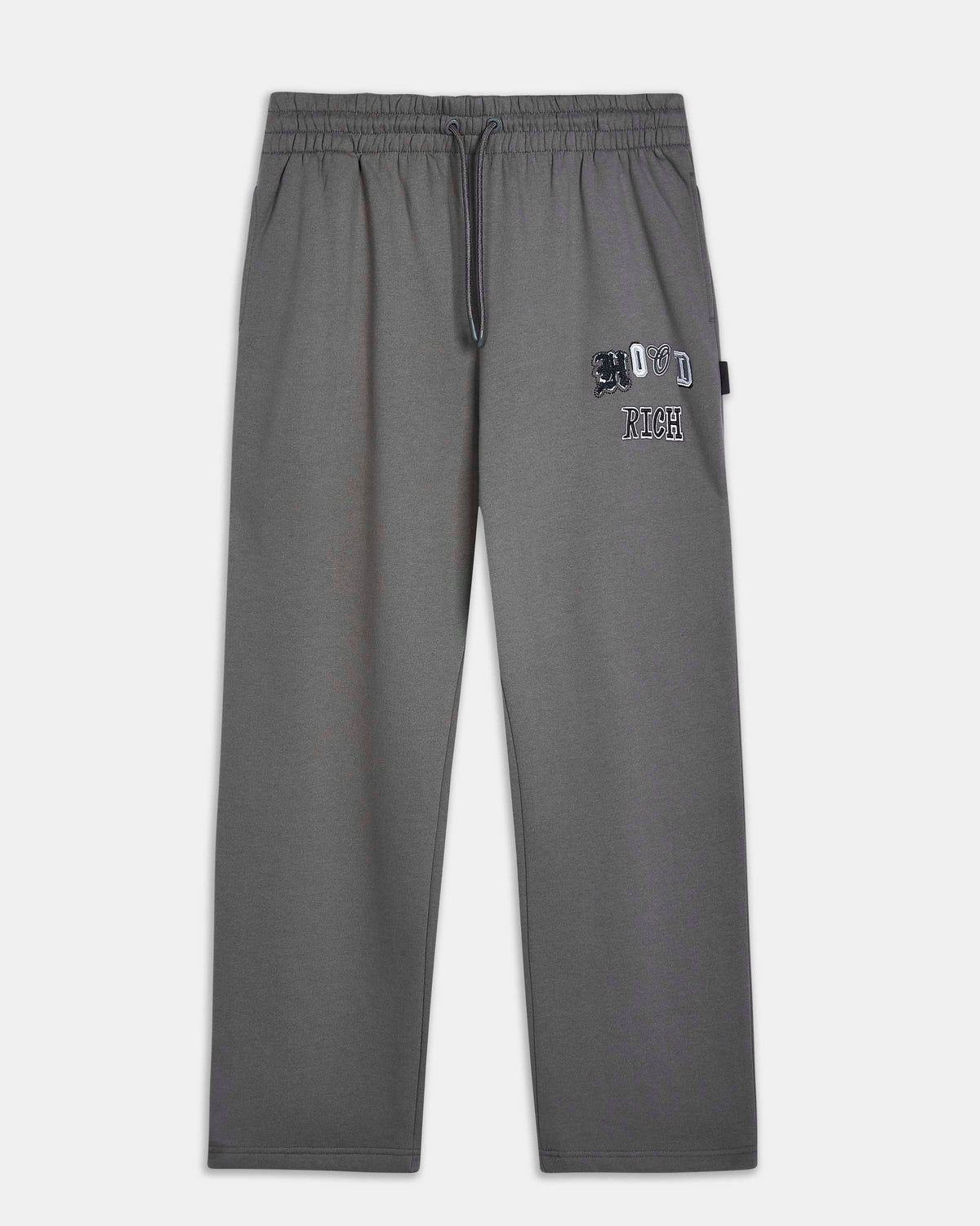 Displays the grey lava smoke 'Hoodrich' branded Forza Oversized Wide Leg Jogger