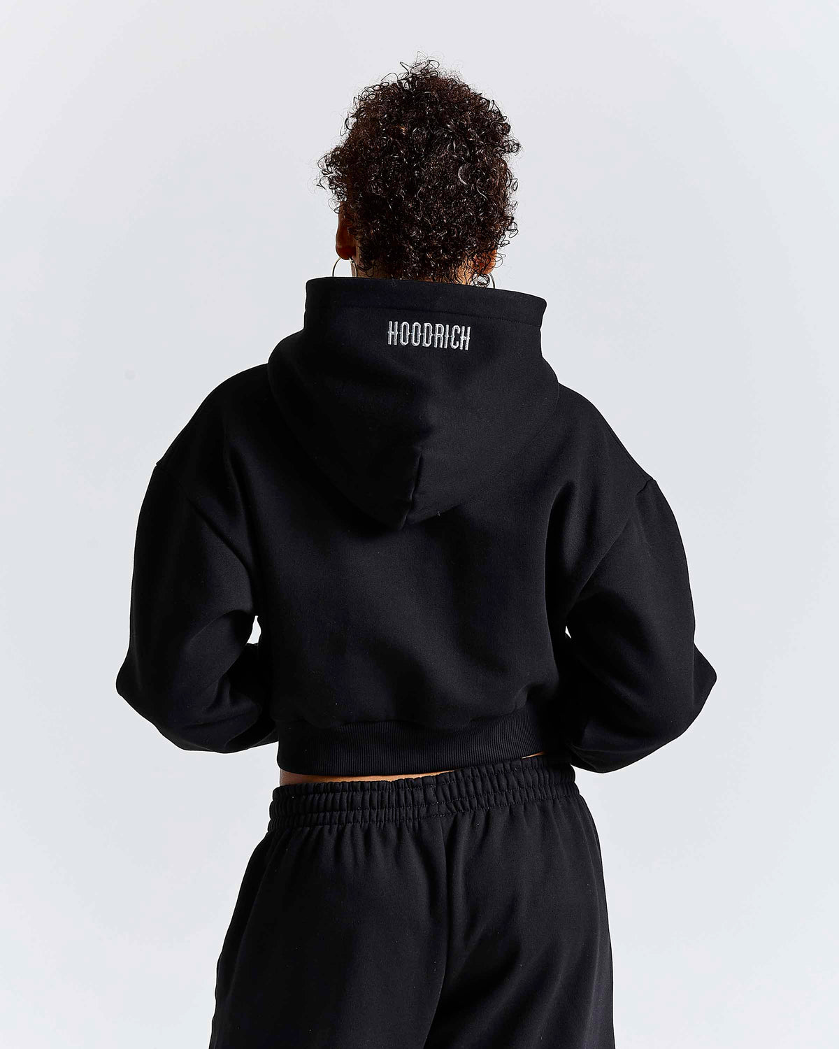 Solace Boxy Zip Hoodie - Black/Silver Rhinestone