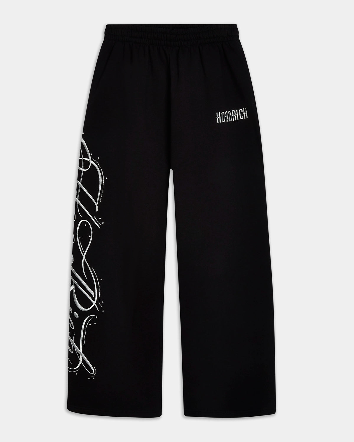 Displays the black 'Hoodrich' branded aSolace V2 Oversized Wide Leg Jogger 
