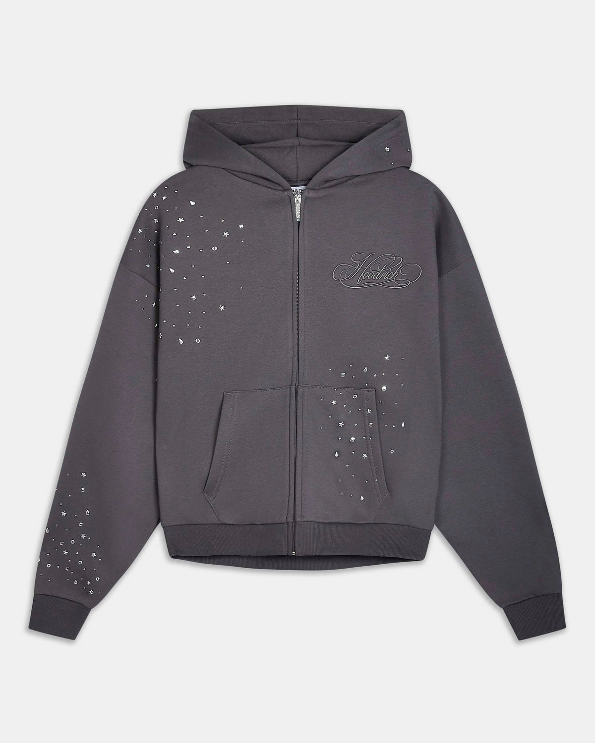 Clash Mid Length Zip Hoodie - Grey/Silver
