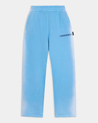 Oversized blue joggers featuring a black Hoodrich logo embroidery on the thigh.