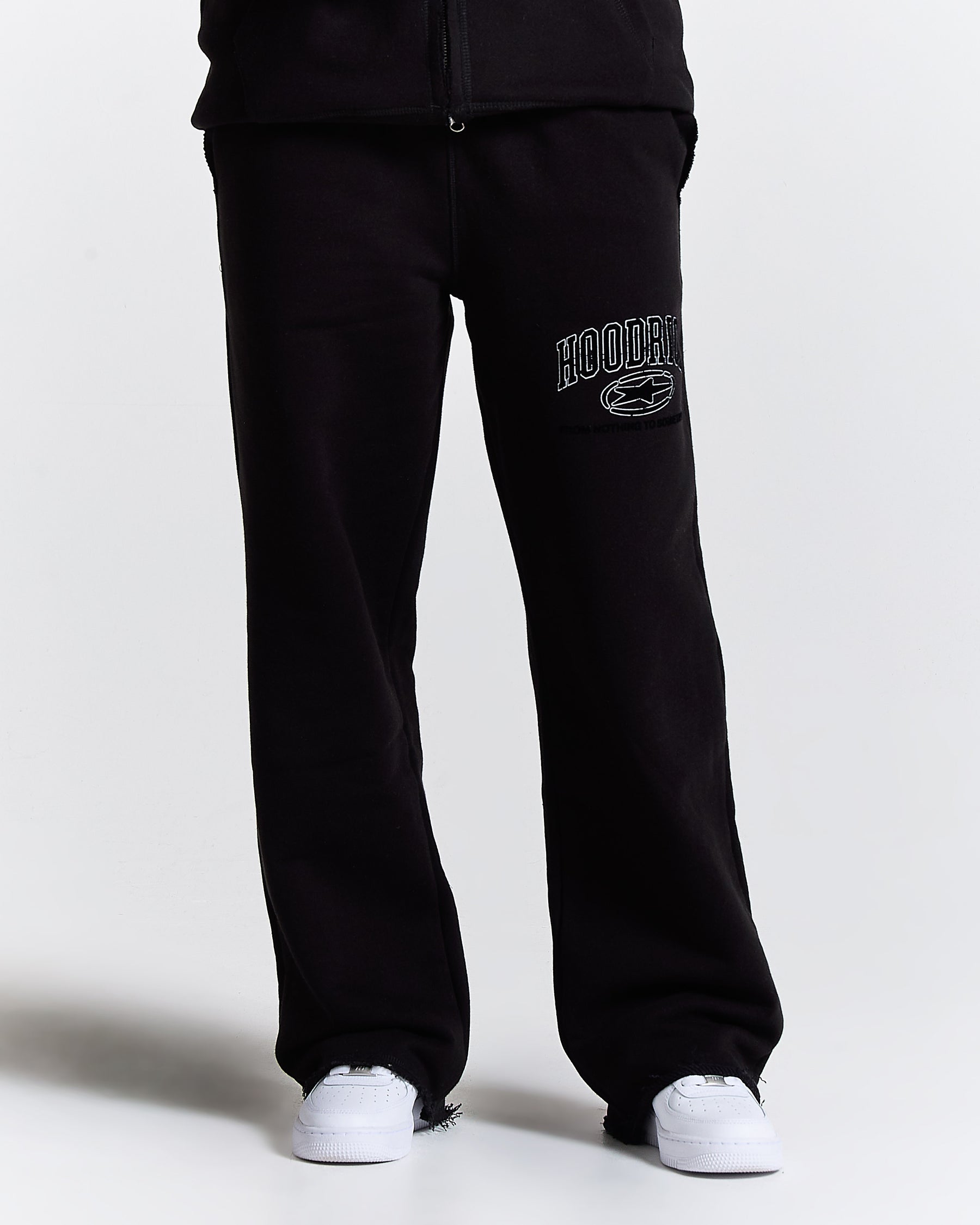 Fray Wide Leg Jogger - Black