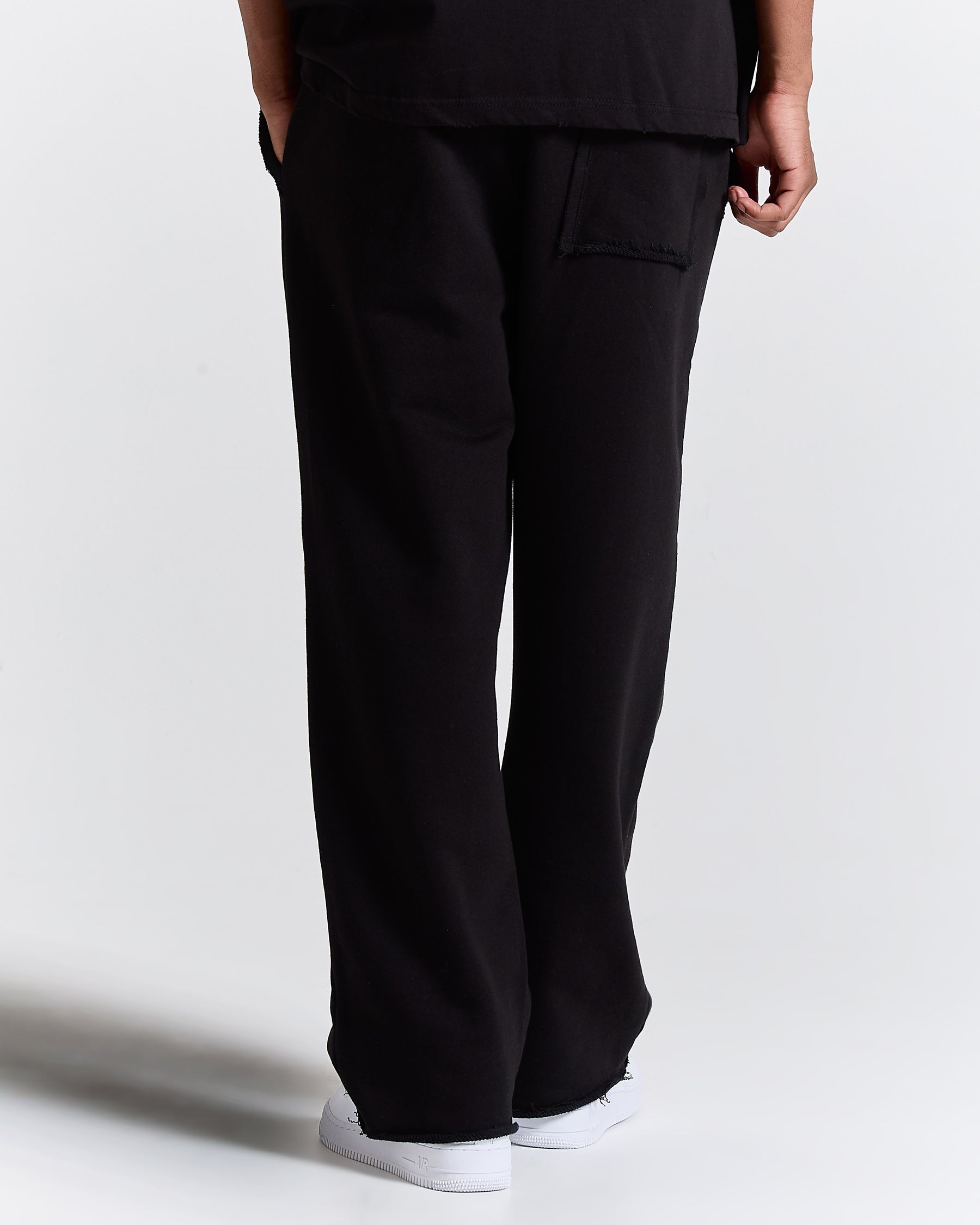 Fray Wide Leg Jogger - Black