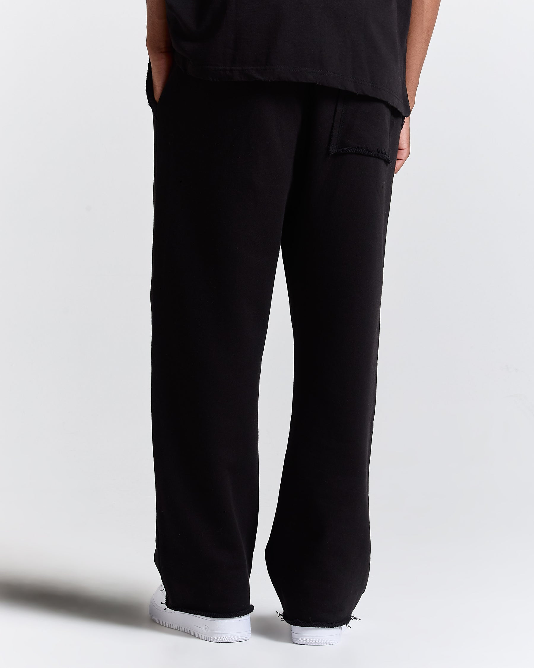 Fray Wide Leg Jogger - Black