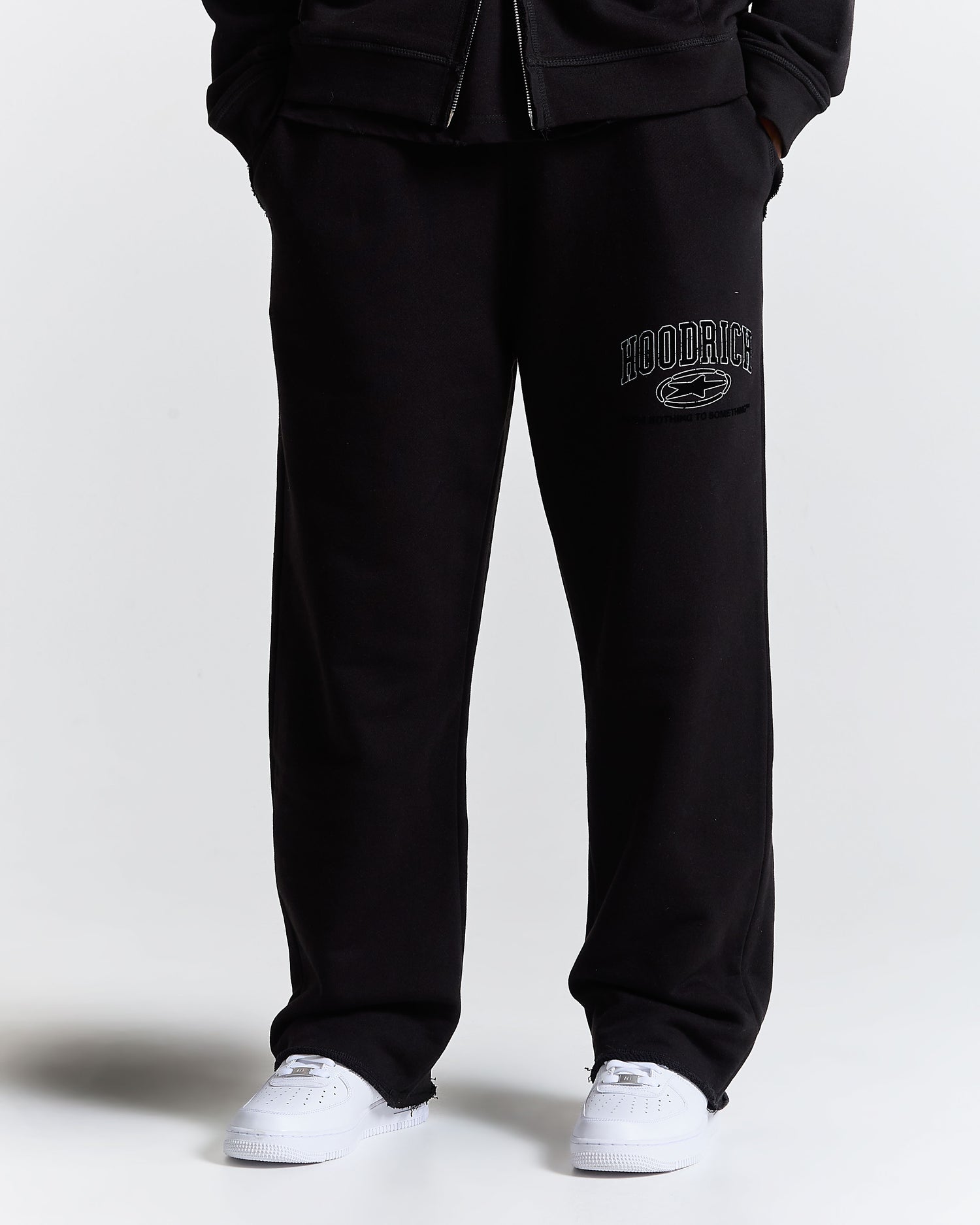 Fray Wide Leg Jogger - Black