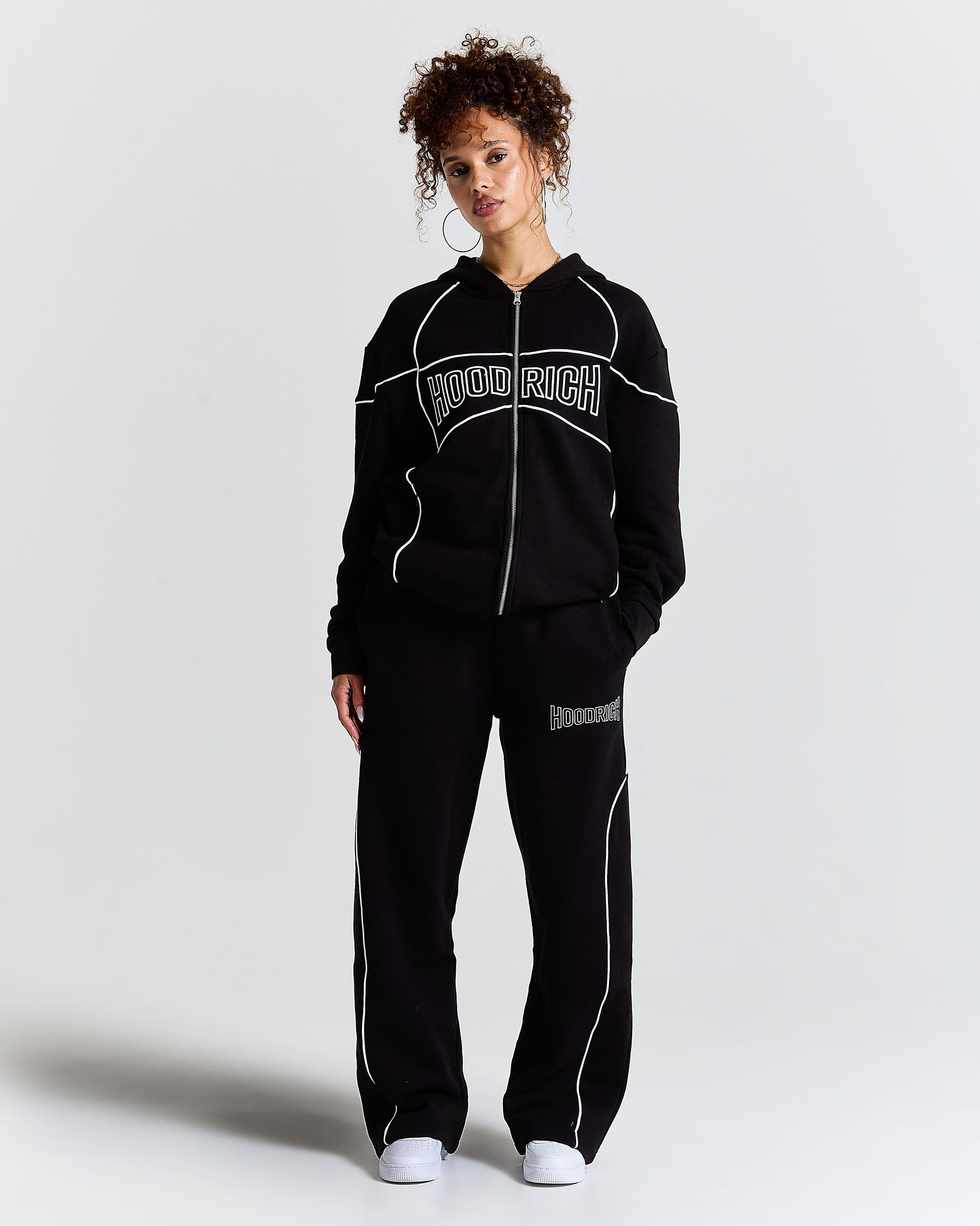 Trace Zip Relaxed Fit Hoodie - Black