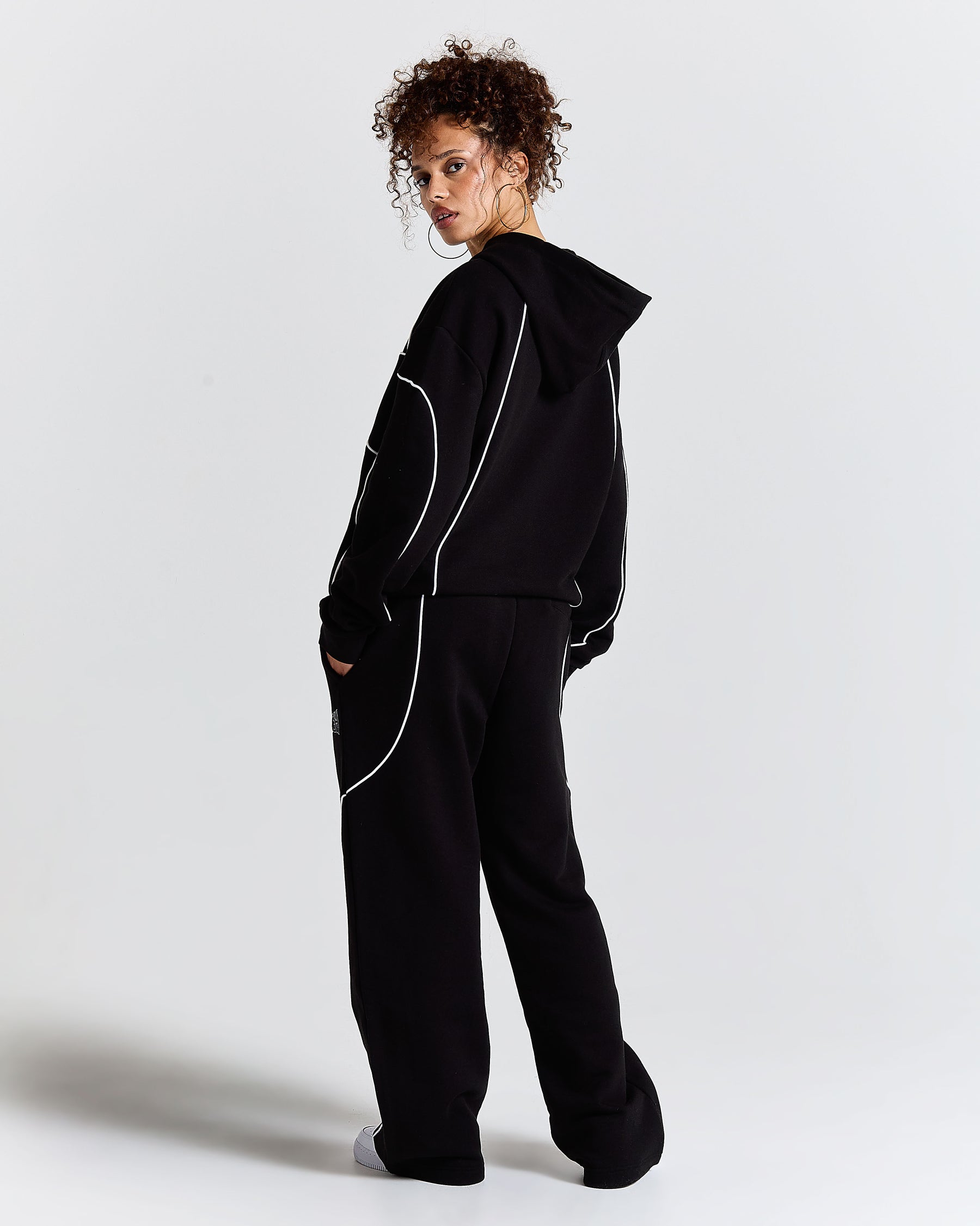 Trace Zip Relaxed Fit Hoodie - Black