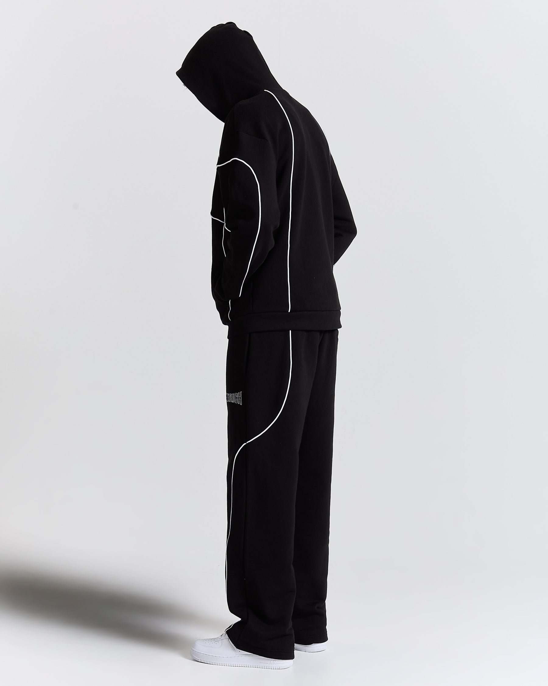 Trace Zip Relaxed Fit Hoodie - Black