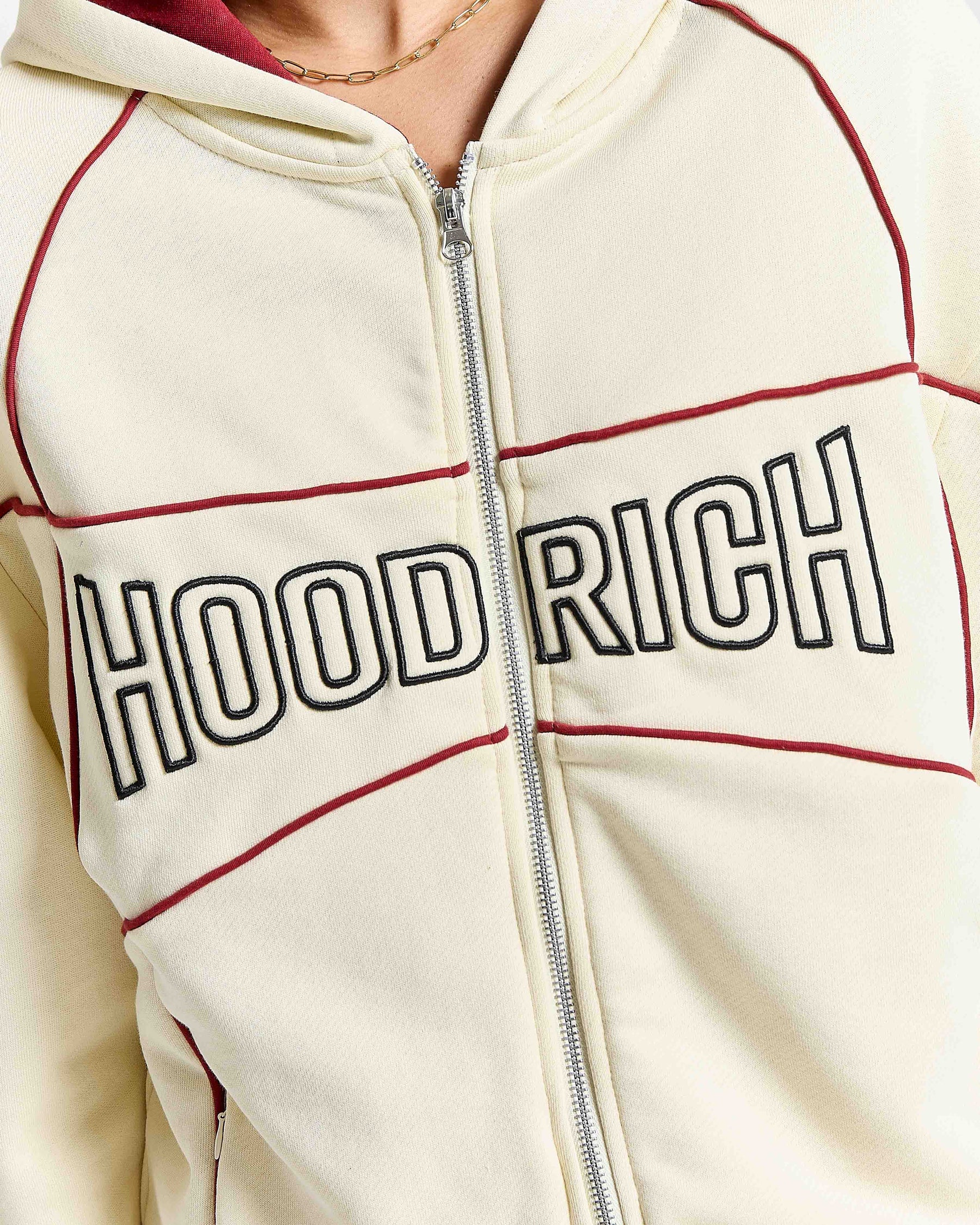 Trace Zip Relaxed Fit Hoodie - Ivory