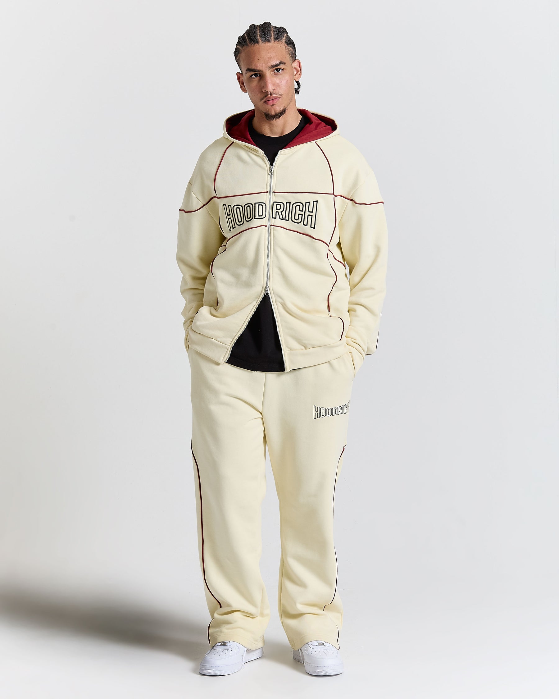 Trace Zip Relaxed Fit Hoodie - Ivory