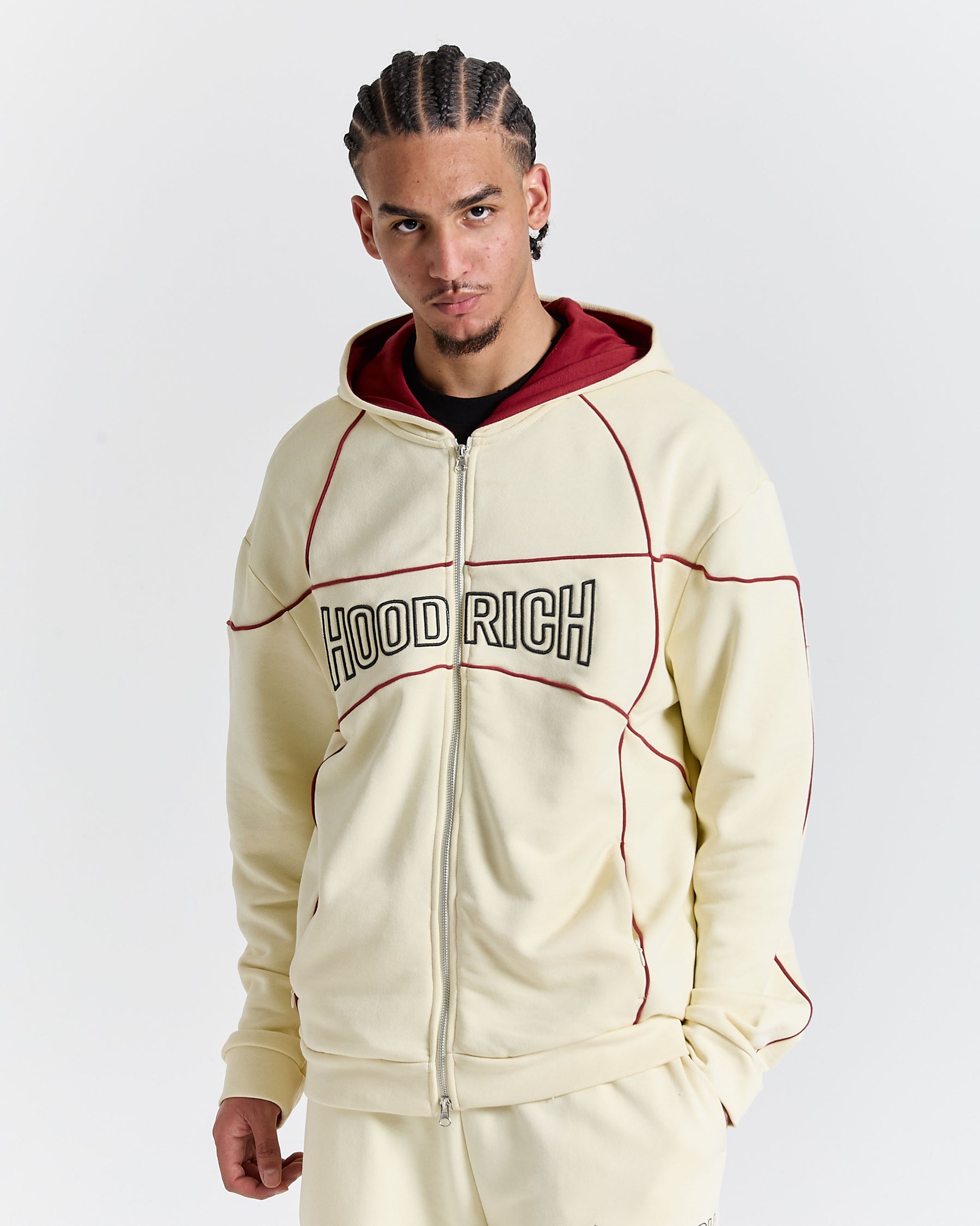 Trace Zip Relaxed Fit Hoodie - Ivory