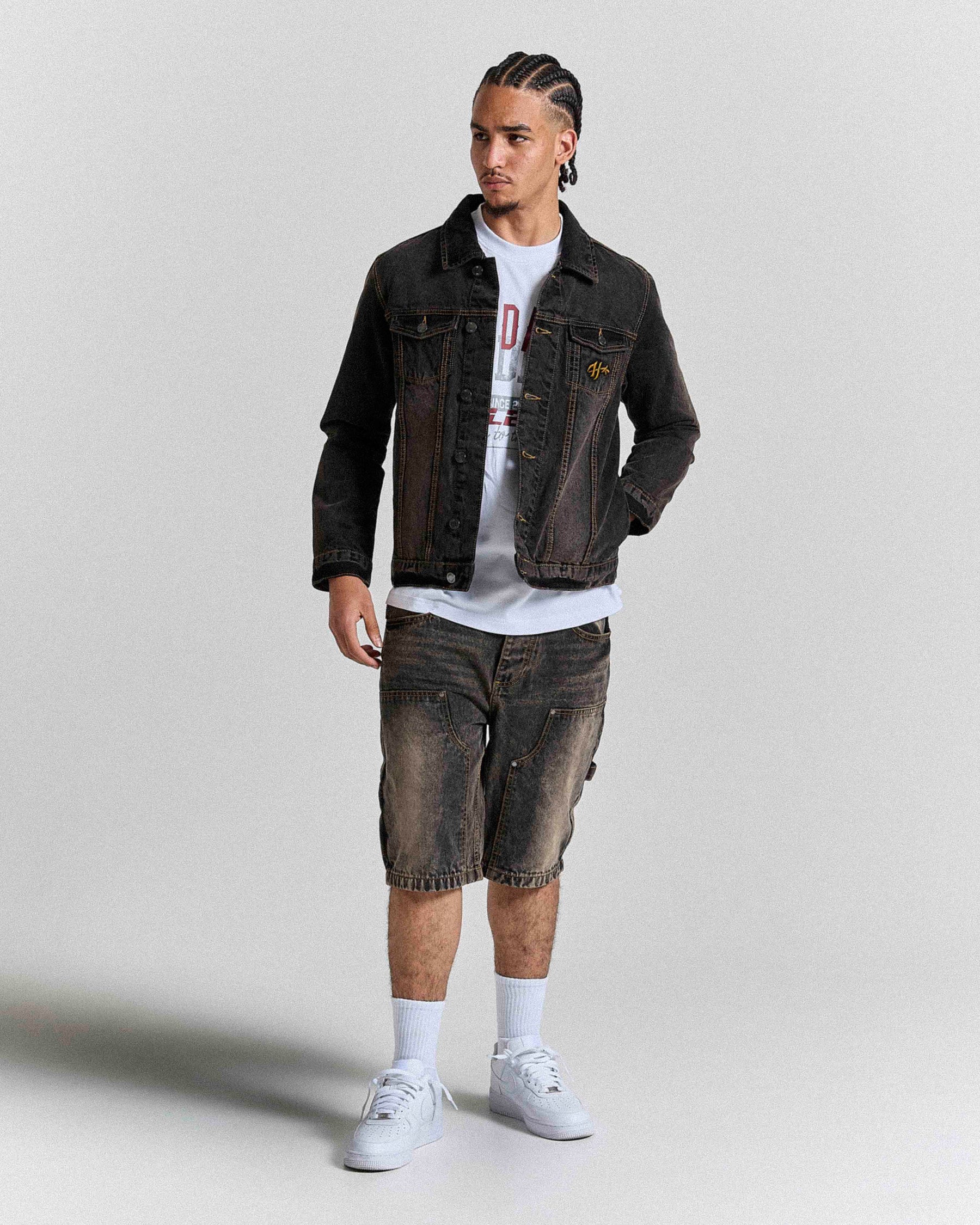 Shadow Rust Denim Trucker Jacket - Black Wash