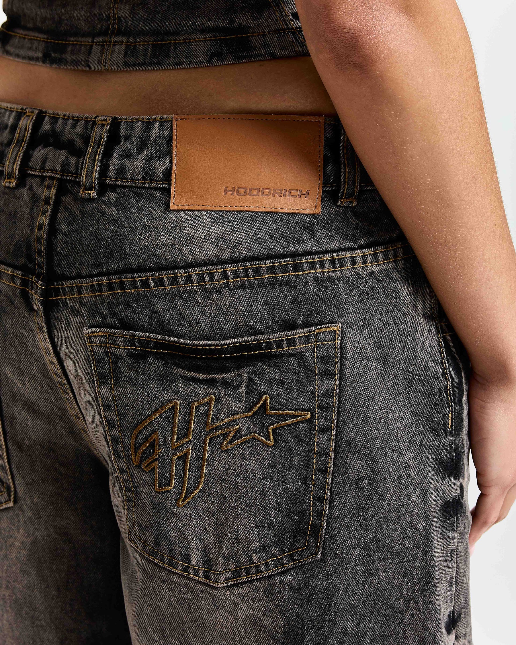Shadow Rust Wide Leg Denim Jeans - Black Wash