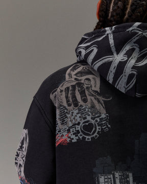 The Winner's Circle Oversized Hoodie - Black Wash