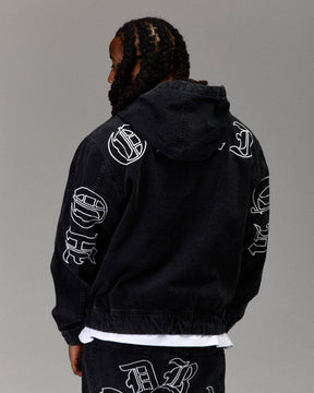 The Winner's Circle Denim Hooded Jacket - Black/White