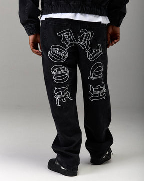 The Winner's Circle Denim Trousers - Black/White