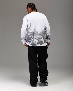 The Winner's Circle Oversized Long Sleeve T-Shirt - White/Grey