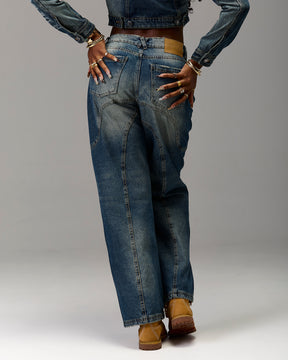 The Winner's Circle Snowdrift Wide Leg Jeans - Dirty Wash