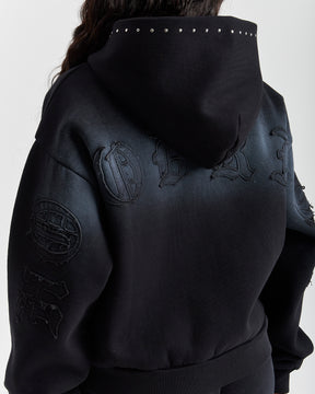 The Winner's Circle Aspen Mid Length Zip Hoodie - Black Wash