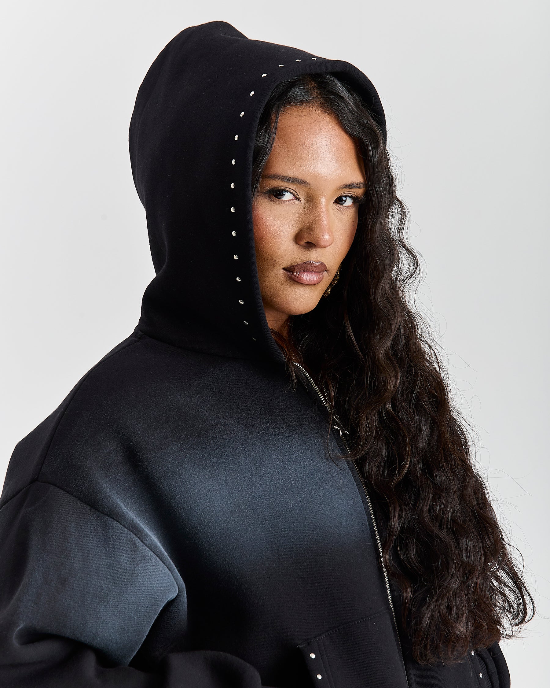 The Winner's Circle Aspen Mid Length Zip Hoodie - Black Wash