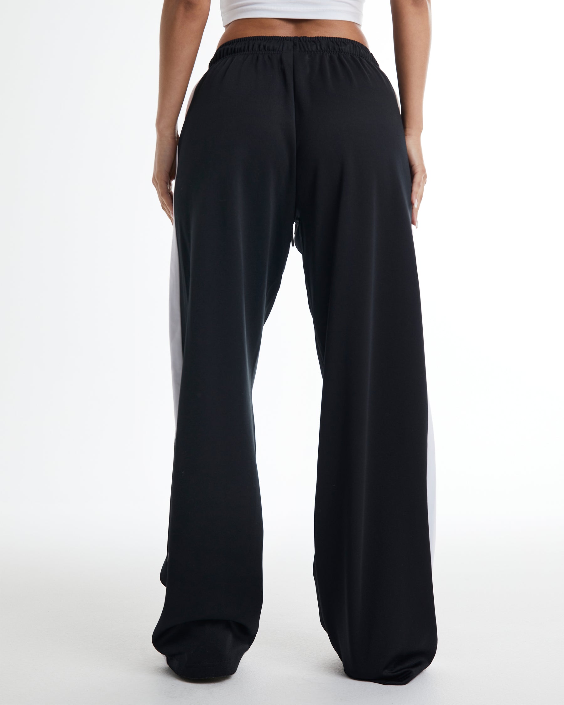 Selena Wide Leg Joggers - Black/White