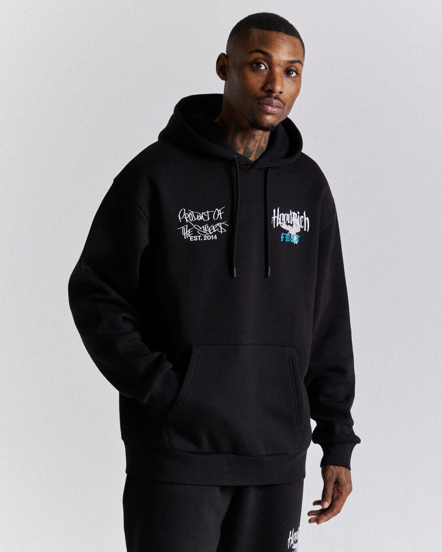 Rise Hoodie - Black/White/Blue