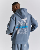 Rise Oversized Hoodie - Grey/White/Blue