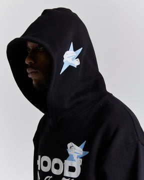 Surveillance Oversized Hoodie - Black/White/Blue