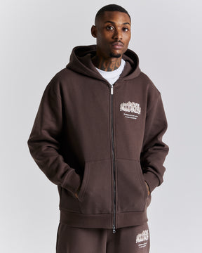 Radar Oversized Zip Hoodie - Brown/Camo