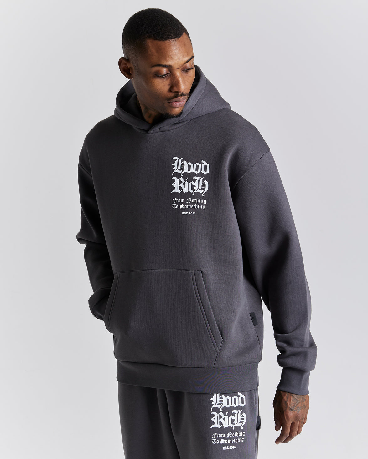 Asphalt Oversized Hoodie - Grey/White